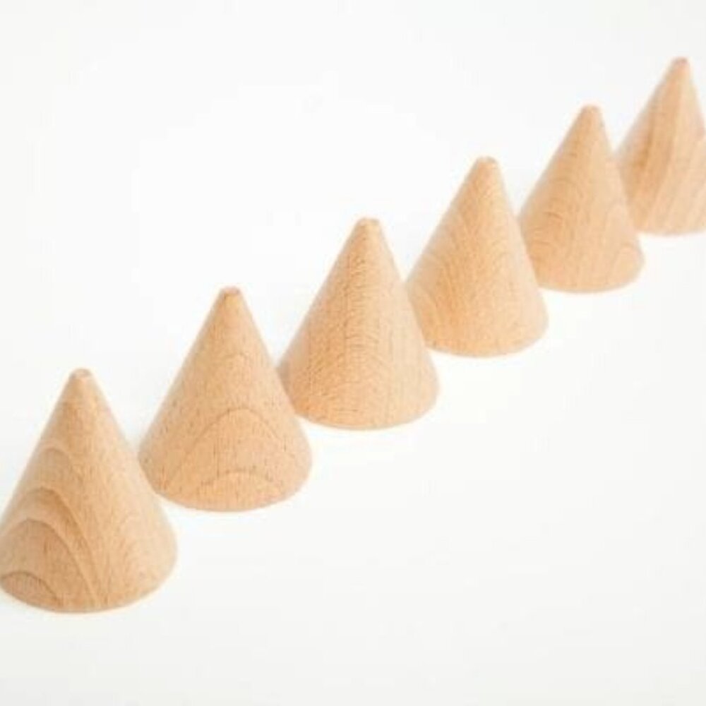 NWT Grapat Wooden Toys Natural Cones Set of 6
